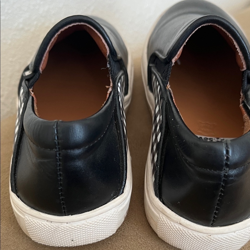 Venettini Black Leather Checkered Slip-Ons Unisex Size 10.5 - Picture 3 of 7